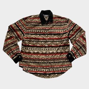 Vintage 90s/1990s Western/Rodeo Shirt, Geometric Print, Button Up